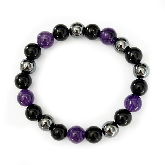 Hematite, ónix y amatista